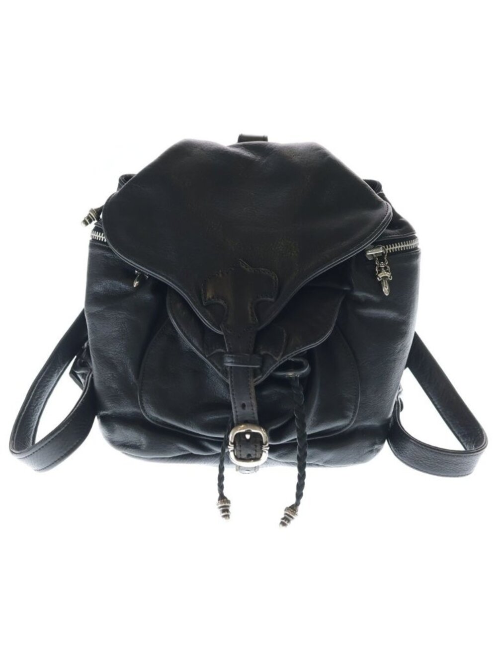 Chrome Hearts Flerknee Mini Backpack Flare Knee Daga Zip Leather Black